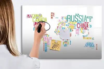 Karta med landsnamn magnetisk tavla med penna
