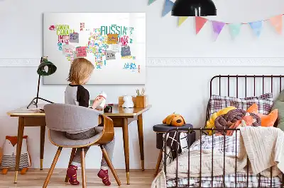 Karta med landsnamn magnetisk tavla med penna