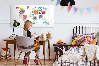 Karta med landsnamn magnetisk tavla med penna