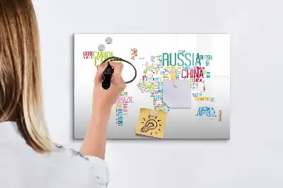 Karta med landsnamn magnetisk tavla med penna