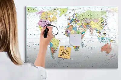 Världskarta magnetisk tavla med penna