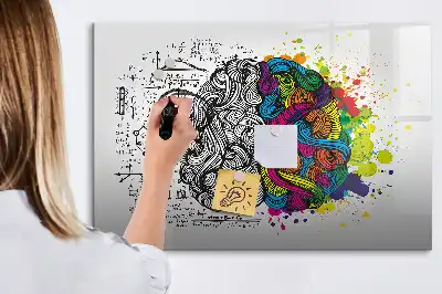 Magnetisk tavla med penna och motiv av hjärnabstraktion