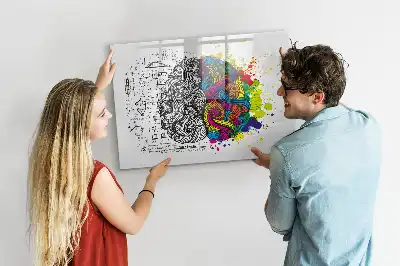 Magnetisk tavla med penna och motiv av hjärnabstraktion