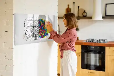 Magnetisk tavla med penna och motiv av hjärnabstraktion