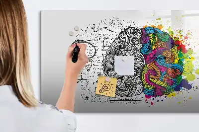 Magnetisk tavla med penna och motiv av hjärnabstraktion