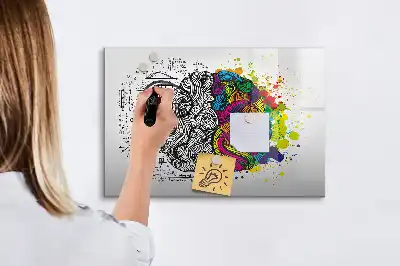 Magnetisk tavla med penna och motiv av hjärnabstraktion
