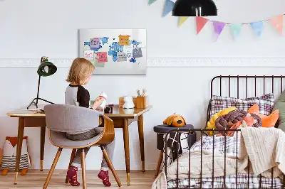 Akvarellvärldskarta magnetisk tavla med penna