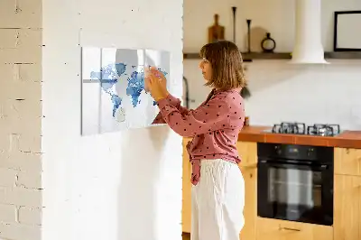 Akvarellvärldskarta magnetisk tavla med penna
