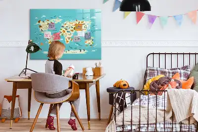 Magnetisk rittavla med motiv av världskarta och djur
