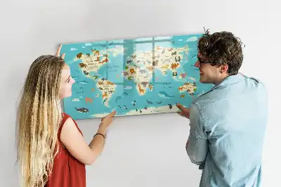 Magnetisk rittavla med motiv av världskarta och djur