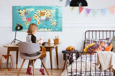 Magnetisk rittavla med motiv av världskarta och djur