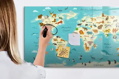 Magnetisk rittavla med motiv av världskarta och djur