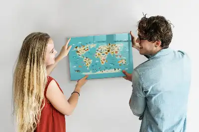Magnetisk rittavla med motiv av världskarta och djur