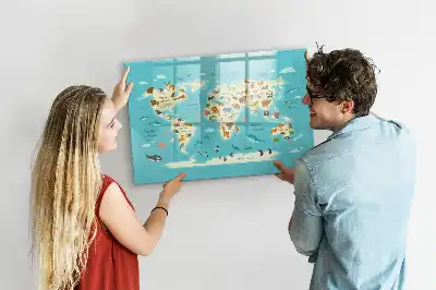 Magnetisk rittavla med motiv av världskarta och djur