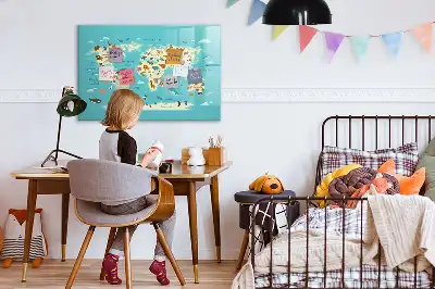 Magnetisk rittavla med motiv av världskarta och djur
