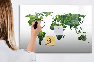 Eko-världskarta magnetisk tavla med penna