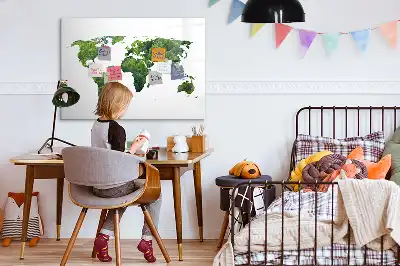 Eko-världskarta magnetisk tavla med penna