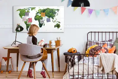 Eko-världskarta magnetisk tavla med penna