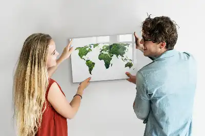 Eko-världskarta magnetisk tavla med penna