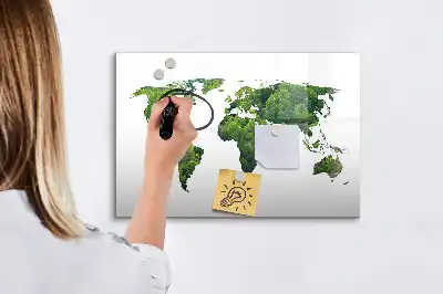 Eko-världskarta magnetisk tavla med penna