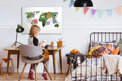 Eko-världskarta magnetisk tavla med penna
