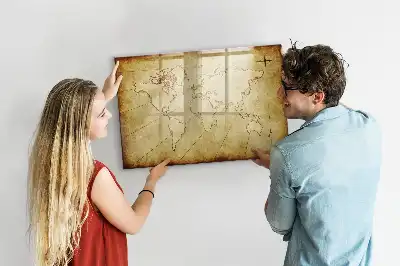 Gammal världskarta magnetisk tavla med penna