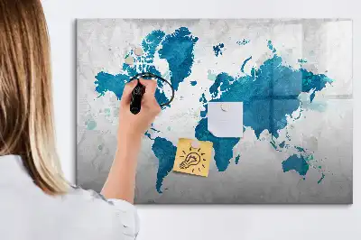 Världskarta magnetisk tavla med penna