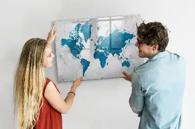 Världskarta magnetisk tavla med penna