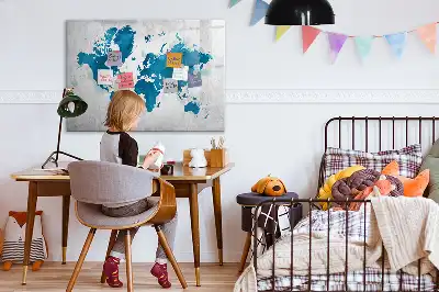 Världskarta magnetisk tavla med penna