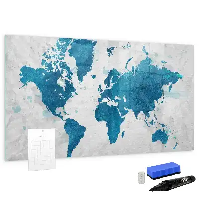 Världskarta magnetisk tavla med penna
