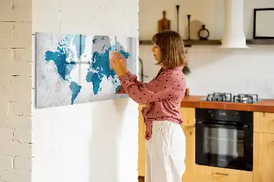 Världskarta magnetisk tavla med penna