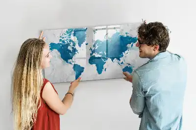 Världskarta magnetisk tavla med penna