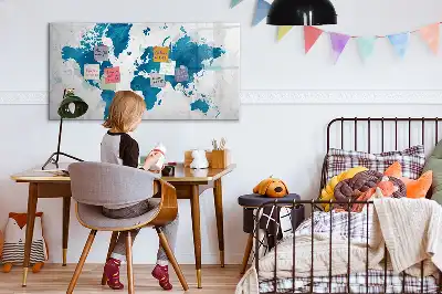 Världskarta magnetisk tavla med penna