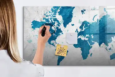 Världskarta magnetisk tavla med penna