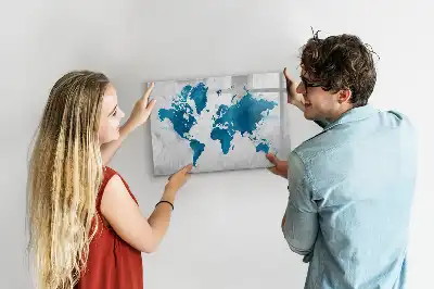 Världskarta magnetisk tavla med penna