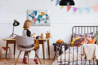 Världskarta magnetisk tavla med penna