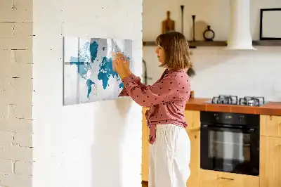Världskarta magnetisk tavla med penna