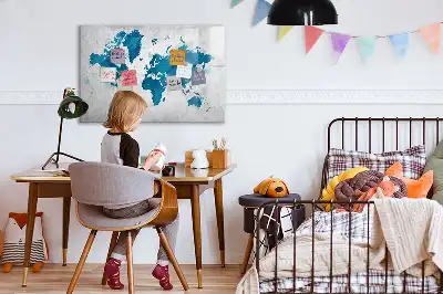Världskarta magnetisk tavla med penna