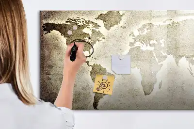 Världskarta magnetisk tavla inklusive penna