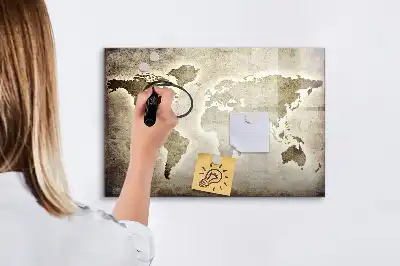 Världskarta magnetisk tavla inklusive penna