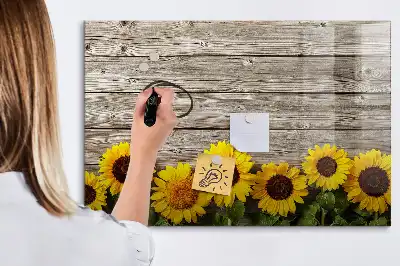 Magnetisk tavla med penna motiv med solrosor