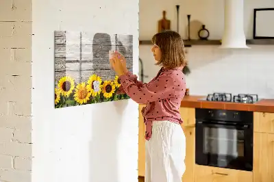 Magnetisk tavla med penna motiv med solrosor