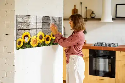 Magnetisk tavla med penna motiv med solrosor