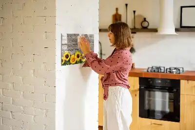 Magnetisk tavla med penna motiv med solrosor