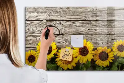 Magnetisk tavla med penna motiv med solrosor