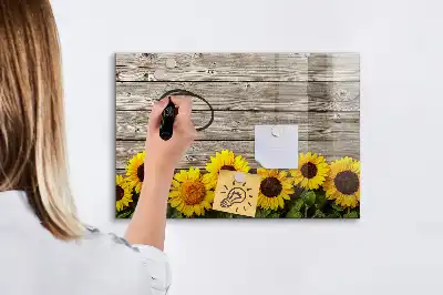Magnetisk tavla med penna motiv med solrosor