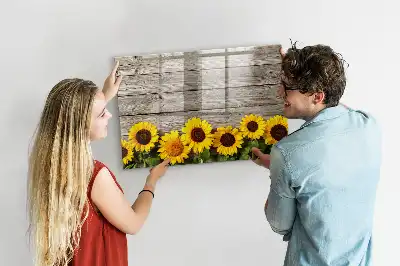 Magnetisk tavla med penna motiv med solrosor