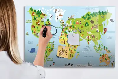 Kulturell världskarta magnetisk tavla med penna