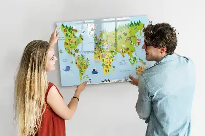 Kulturell världskarta magnetisk tavla med penna