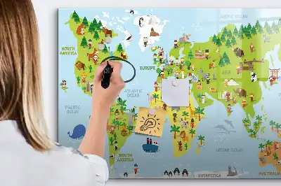 Kulturell världskarta magnetisk tavla med penna
